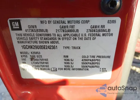 2005 Chevrolet Silverado 2500Hd Ls из США, поврежденный, VIN 1GCHK29U05E242361